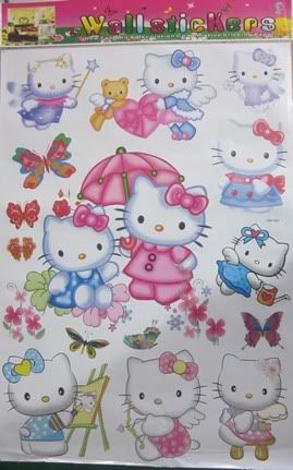 LARGE WALL STICKERS, HELLO KITTY KIDS WALL STICKERS PVC SELF ADHESIVE 