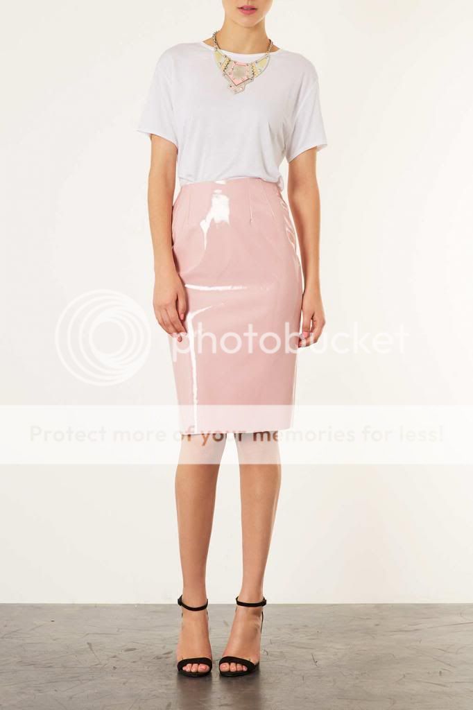 topshop *pale pink vinyl pencil skirt* brand_new_size_6_8_10_12