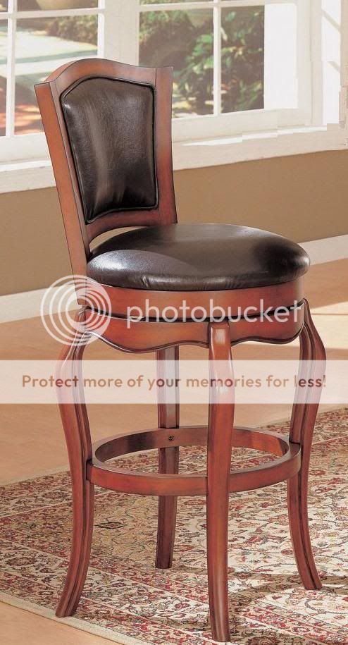 Cherry Wood Swivel Bar Stool Brown Faux Leather Seat by Coaster 100269