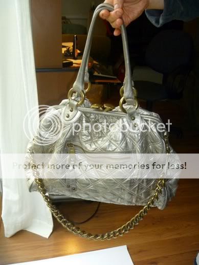Marc Jacobs Quilting Stam Leather Satchel Limited Edition Silver/Gold 