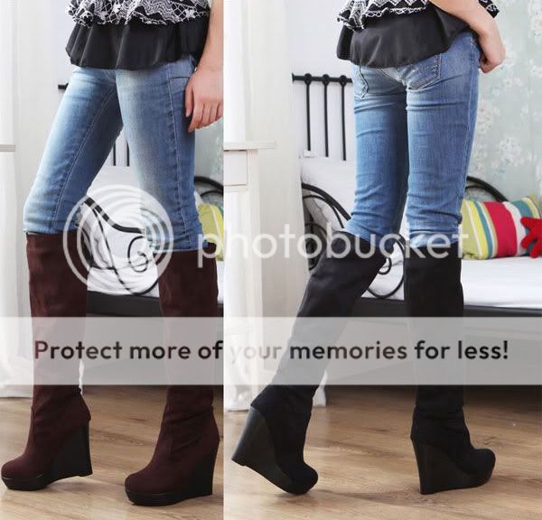   Wedge Platform Turndown Over The Knee High Boots High Heels  