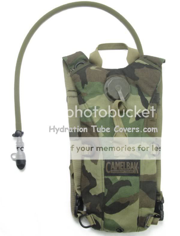 Woodland Camo Camelbak Hydration Pack with OD Green Insulated Tube 